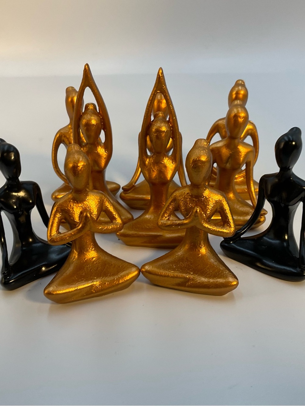 Metallic Gold & Black Abstract Yoga Sculpture Set - Home Art
